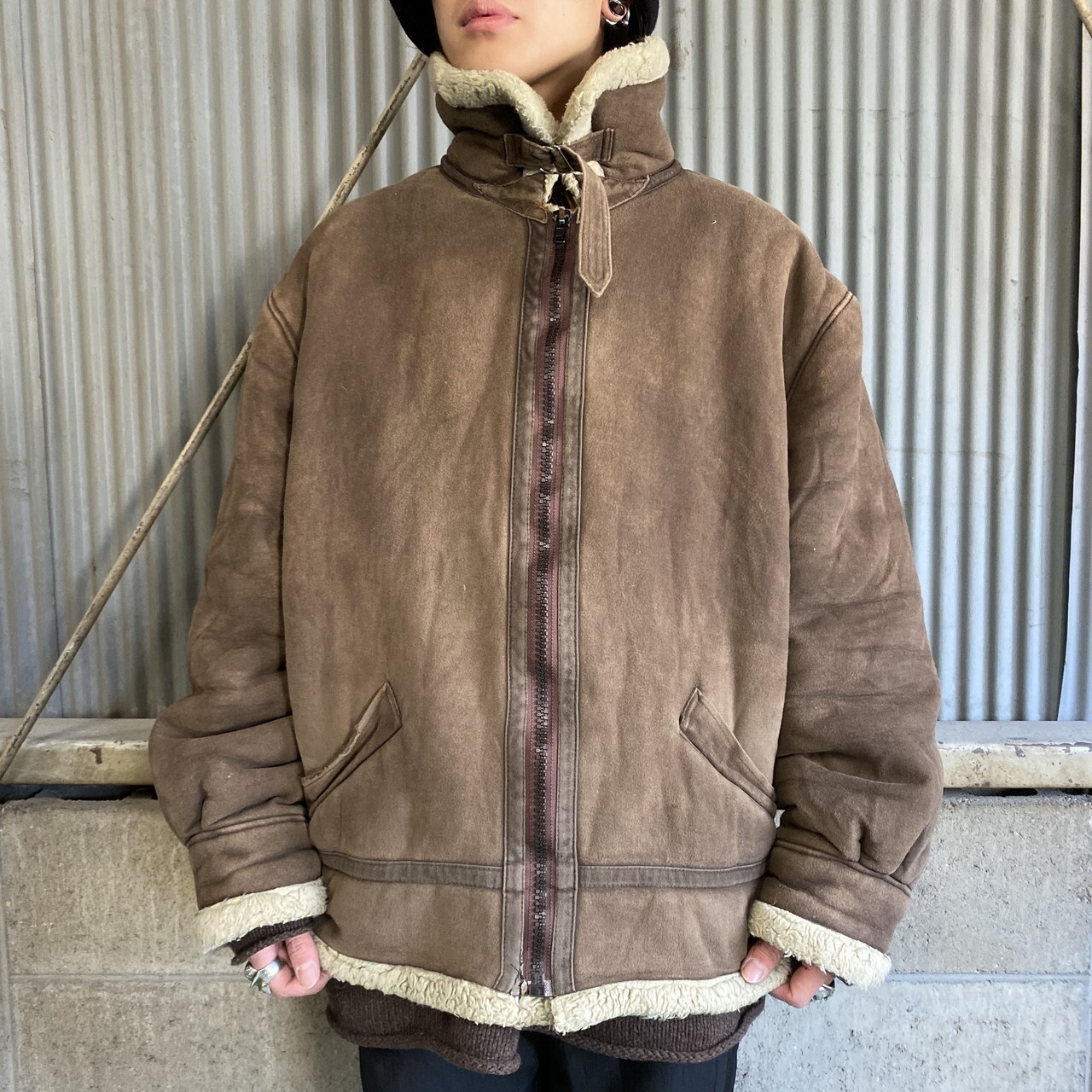W Tex B 3タイプ フェイクムートンジャケット メンズxl相当 古着 ブラウン 茶色 フライトジャケット ボアジャケット ブルゾン ジャケット Sa30 Cave 古着屋 公式 古着通販サイト