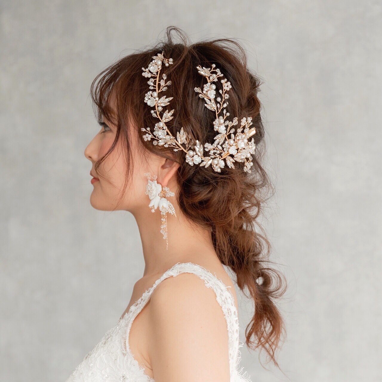 Lien ブライダルヘッドドレス Muguet Jewel オシャレな大人花嫁のウェディングアクセサリー 大ぶりピアス イヤリング