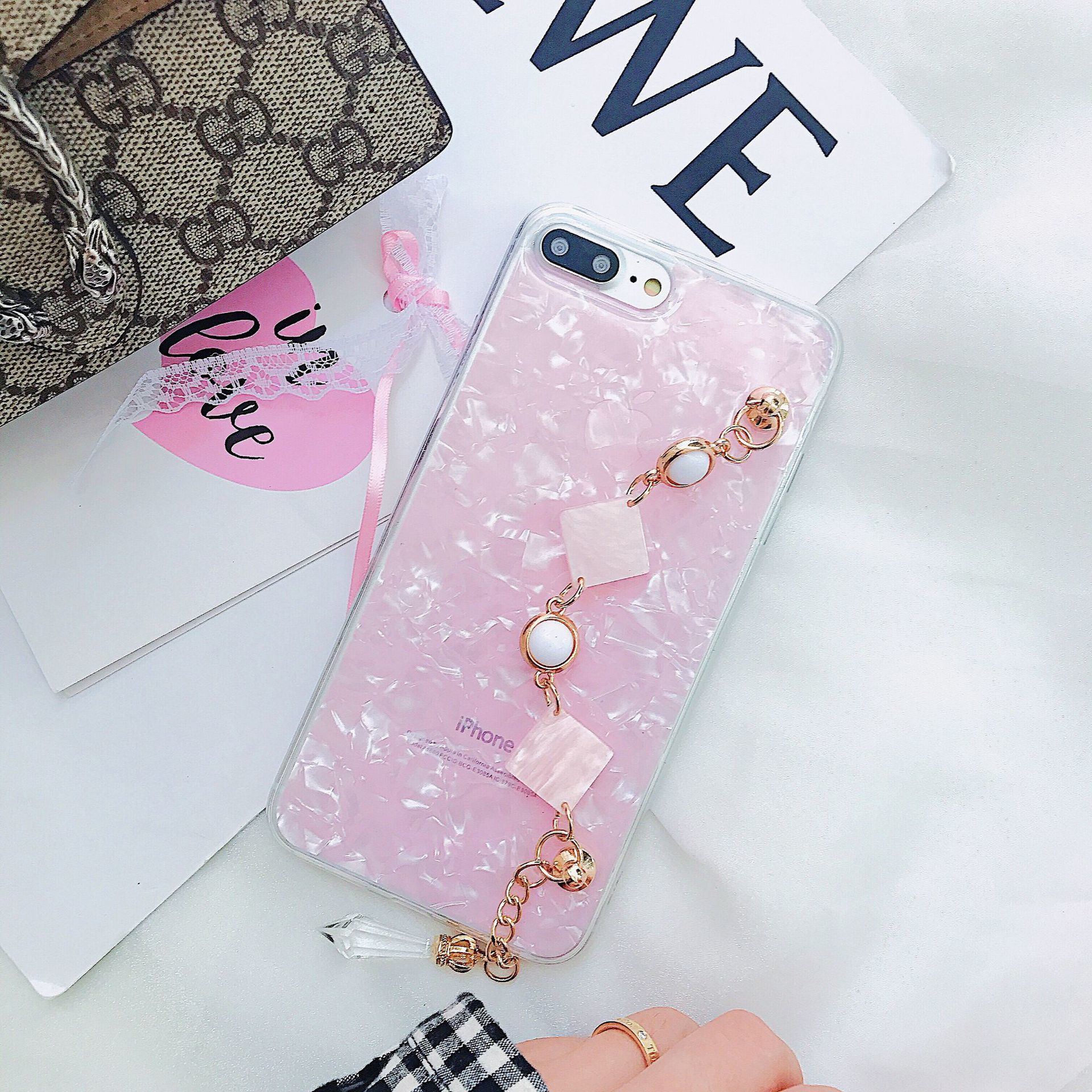 ピンク シェルケース キラキライミテーションダイヤのストラップ付き Spca0027pk スマホケース Iphoneケース Cororin かわいいスマホケース専門店