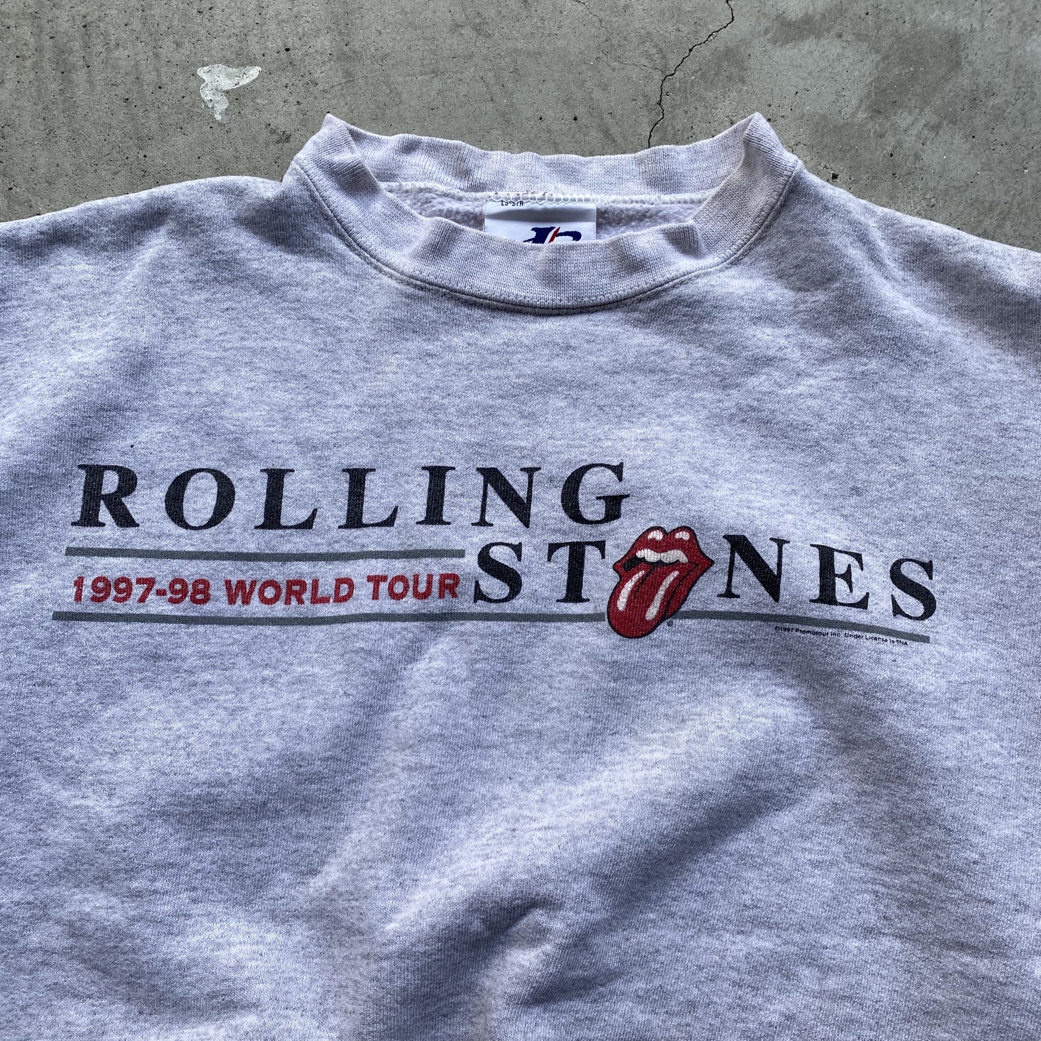 90年代 Logo Athletic Rolling Stones ローリングストーンズ 1997 98 World Tour スウェット トレーナー 90s ヴィンテージ ライトグレー 灰色 メンズl Xl相当 古着 スウェット Al2109 Cave 古着屋 公式 古着通販サイト