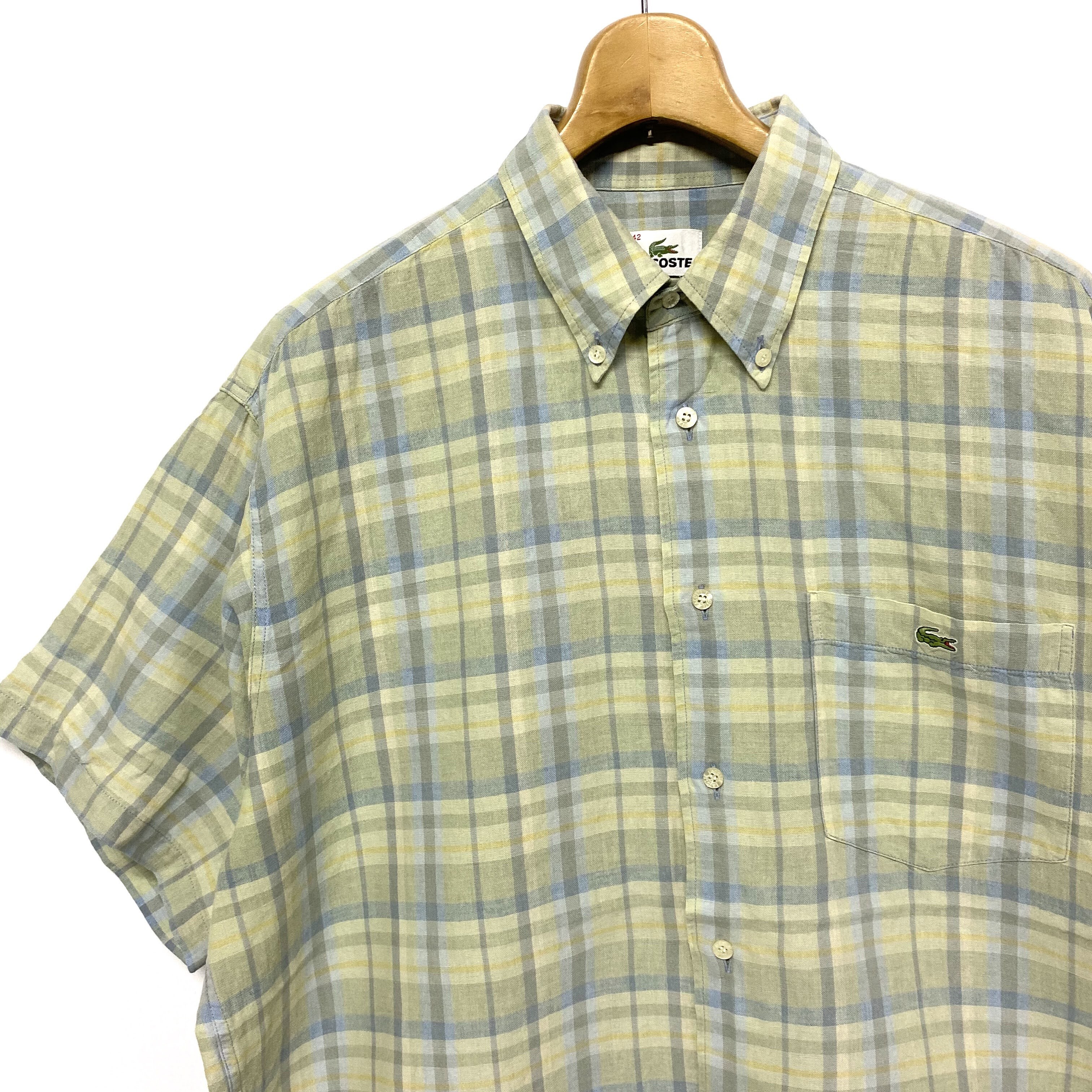 Lacoste ラコステ リネン混 半袖ボタンダウンシャツ B Dシャツ メンズl相当 古着 半袖シャツ Al 216sa10 Cave 古着屋 公式 古着通販サイト