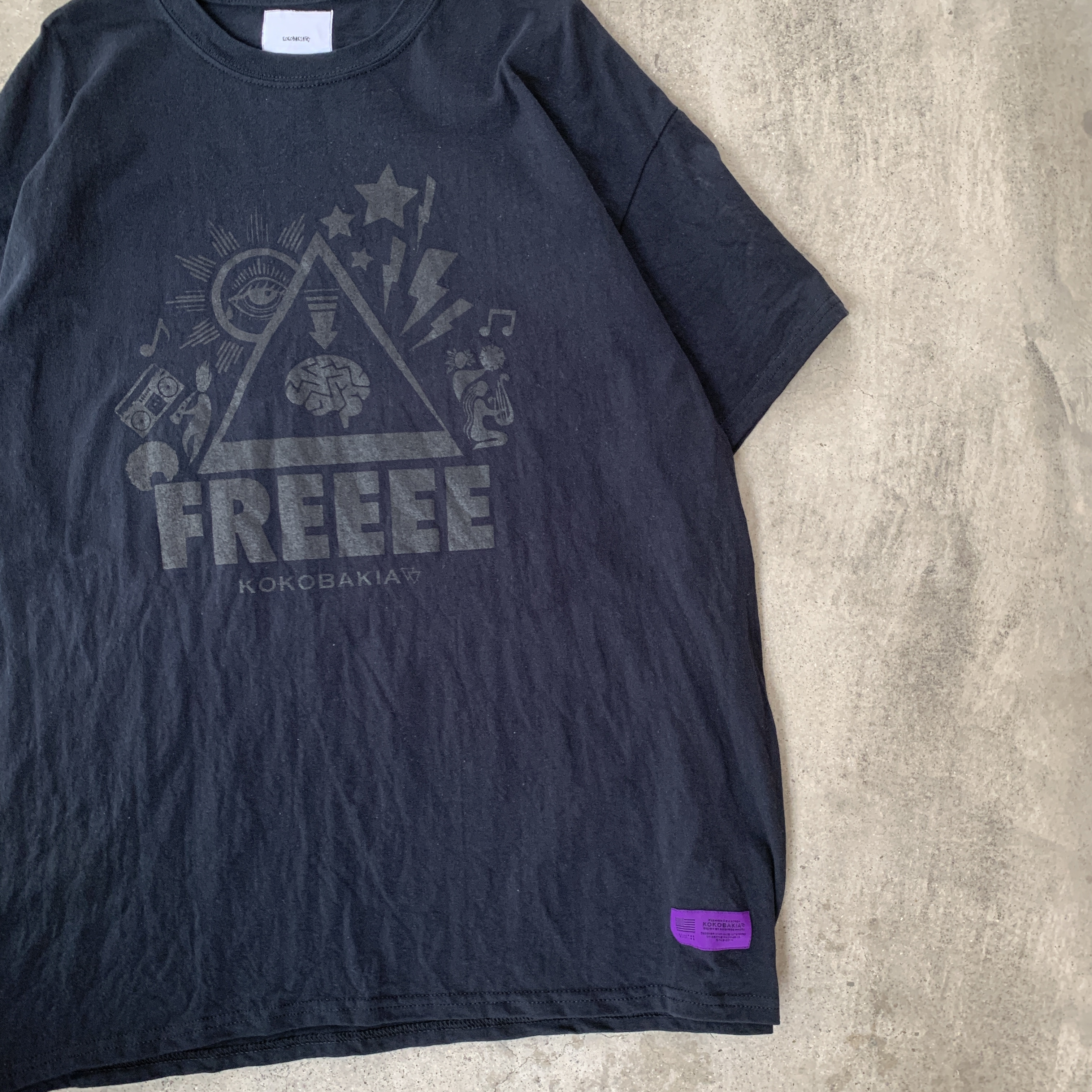 半袖 Tシャツ 復刻 Freeee イラストtシャツ ブラック Kokobakia ココバキア