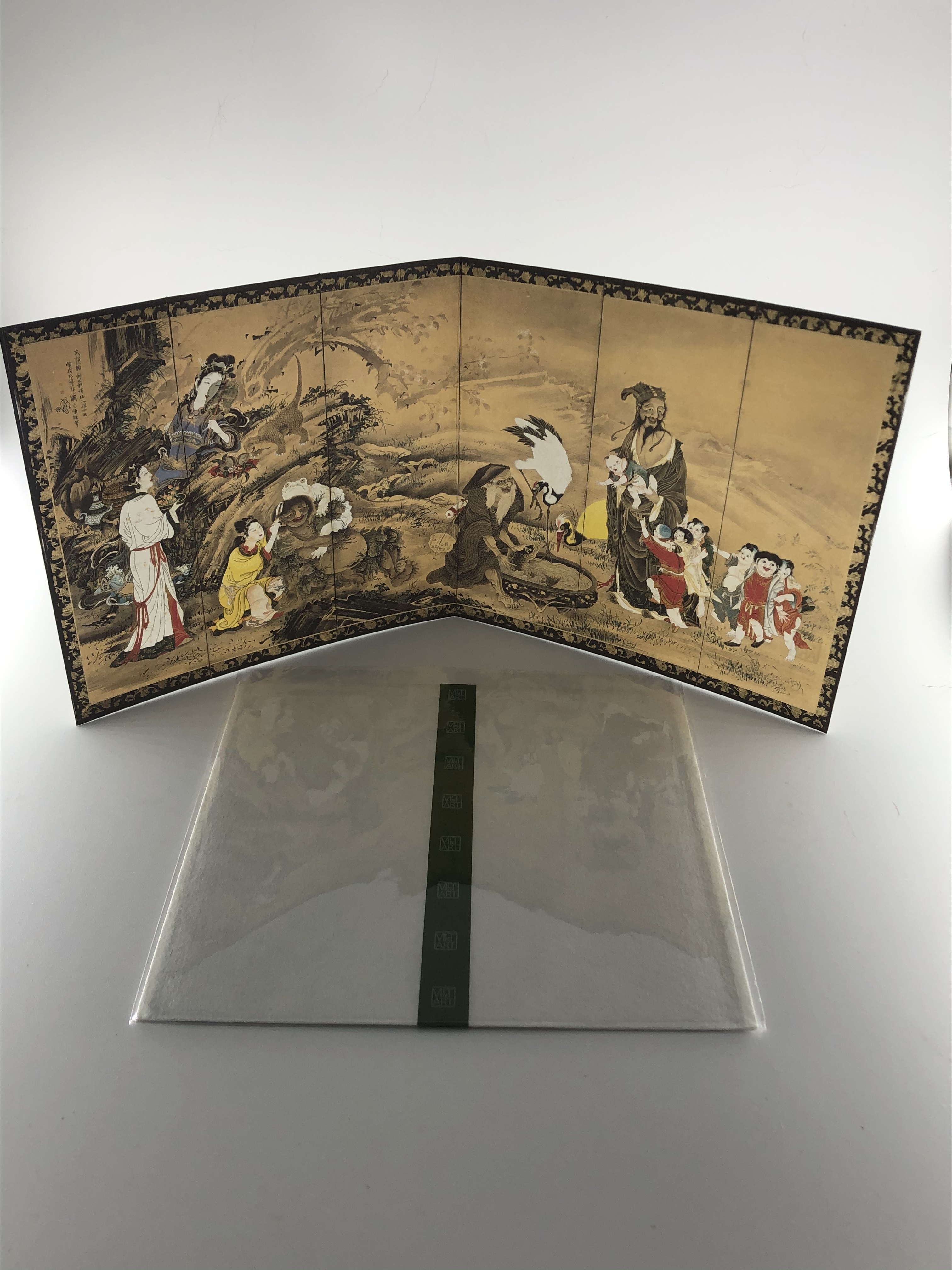 1500年の伝統 越前和紙 手作り六曲屏風グリーティングカード 群仙図屏風 左隻 お守り紗和 Base店