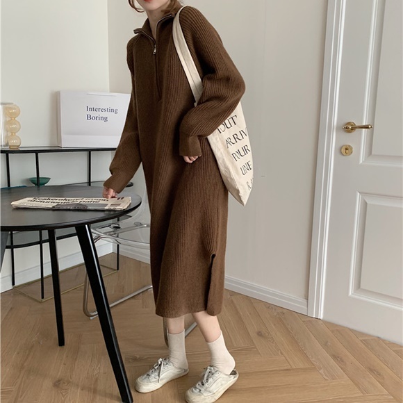 ワンピース 4 サイドスリット入りニットワンピース ｂｌｏｅｍ