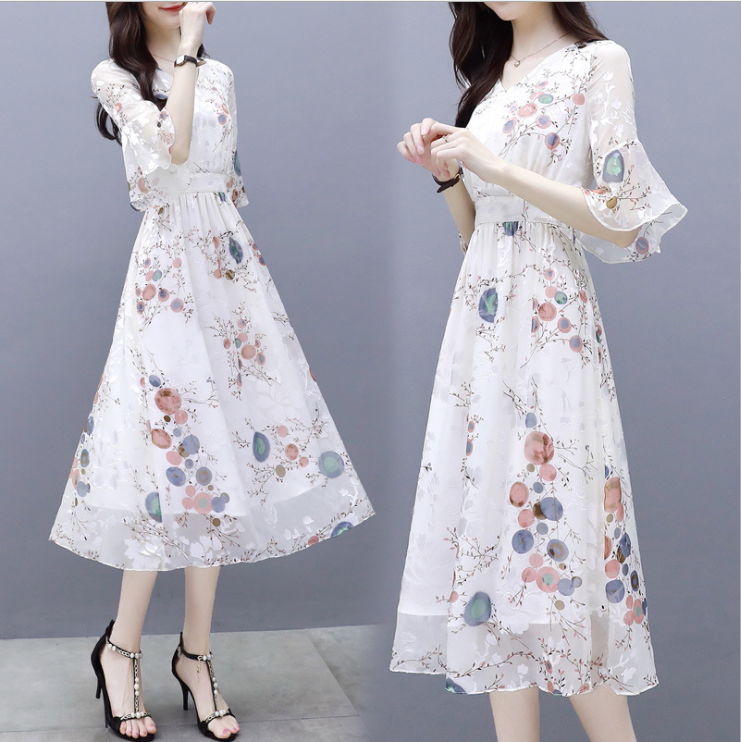 Dress シフォンワンピースエレガント着痩せ森ガール着心地よい Nanastyle