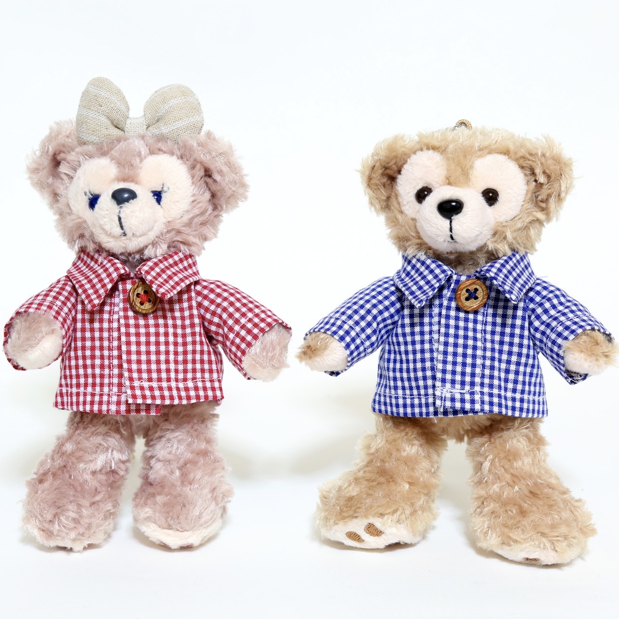 ぬいもーずａタイプ ミッキー ミニー ダッフィーバッチ ぬいば 共通サイズ ギンガムチェックシャツ あお あか ギフト Copain Da コパン ダ