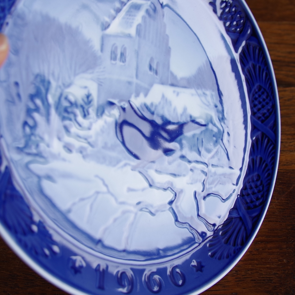 ロイヤルコペンハーゲン クリスマスプレート 1966年 アンティーク Black Bird Royal Copenhagen イヤープレート ヴィンテージ 陶器 Flohmarkt フローマルクト