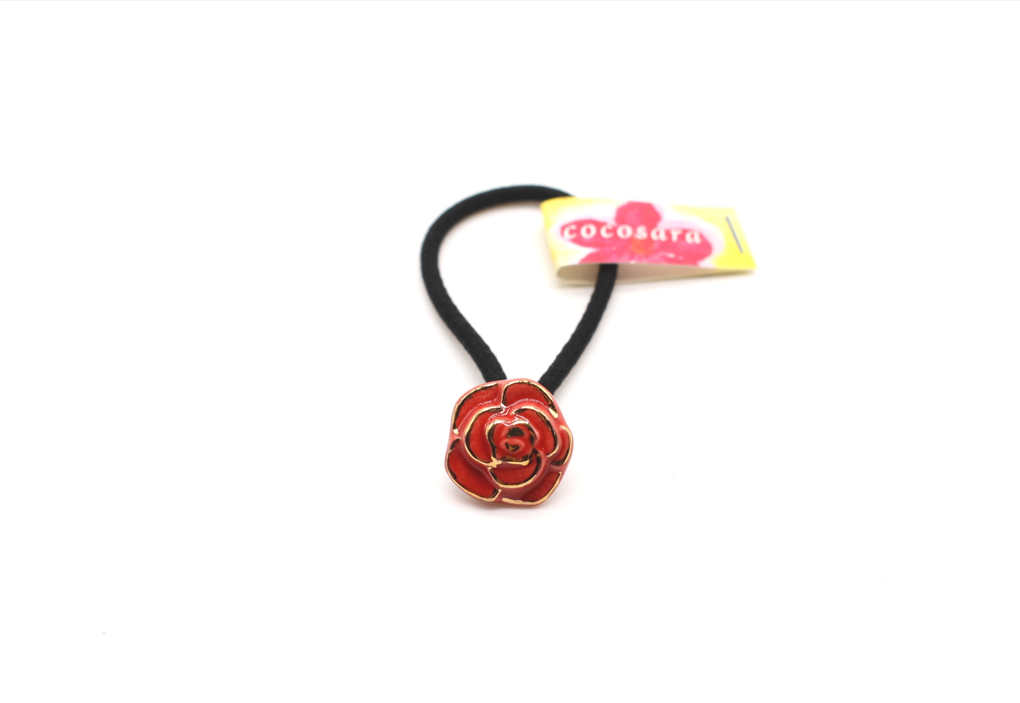 有田焼ヘアゴム バラ ゴールド 赤 有田焼ジュエリー アクセサリー Cocosara ココサラ