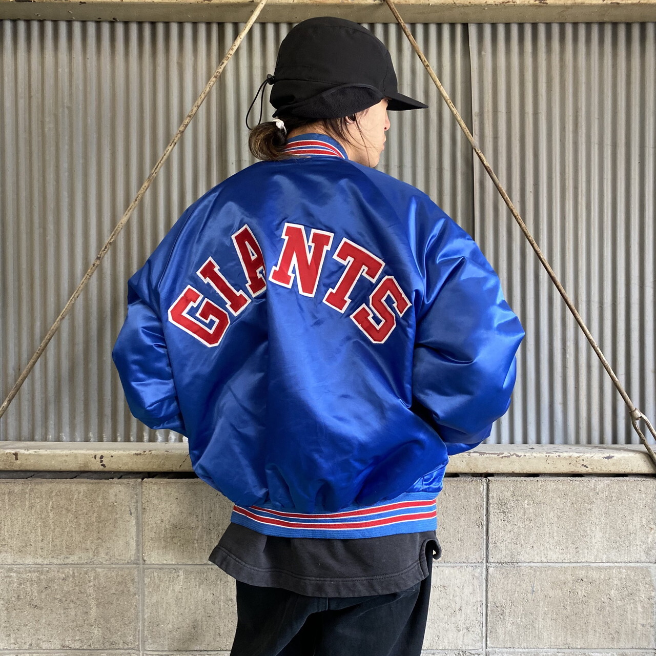 90年代 Chalk Line Nfl ナイロンスタジャン メンズxl 古着 Usa製 ニューヨーク ジャイアンツ ブルー 青 ナイロンジャケット Cave 古着屋 公式 古着通販サイト