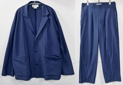 Yoke ヨーク 19ssセットアップjacket Cardigan 1tuck Wide Trousers ジャケットパンツ 上下s ネイビー 表参道z11 ブランド古着brooch