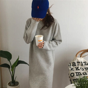 オルチャンファッション 韓国レディースファッション 6845 ニットワンピース ストレートワンピース ロングワンピース スウェット シンプルコーデ モノトーンコーデ カジュアル 送料無料 流行オルチャンファッション 人気のプチプラ韓国レディースファッション新作通販