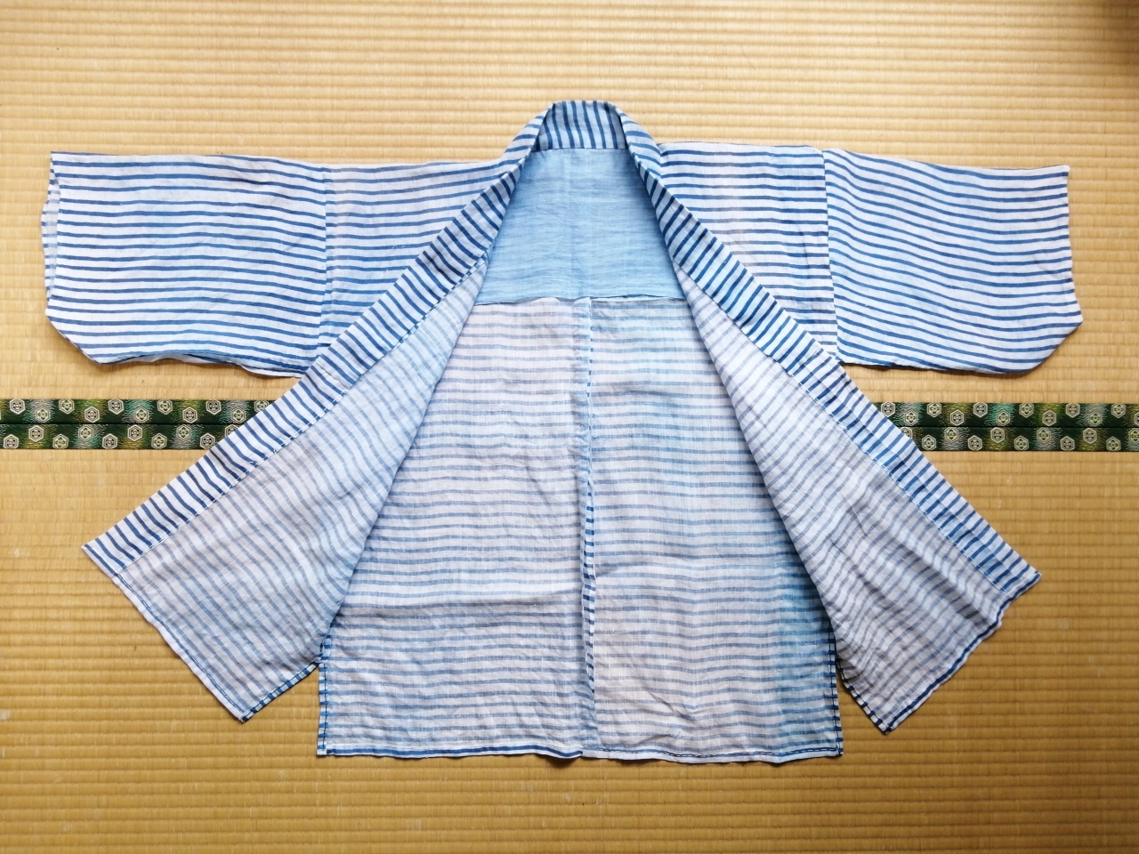 総手縫 型染め麻 縞野良着 雪中野良着 昔の型の野良着販売