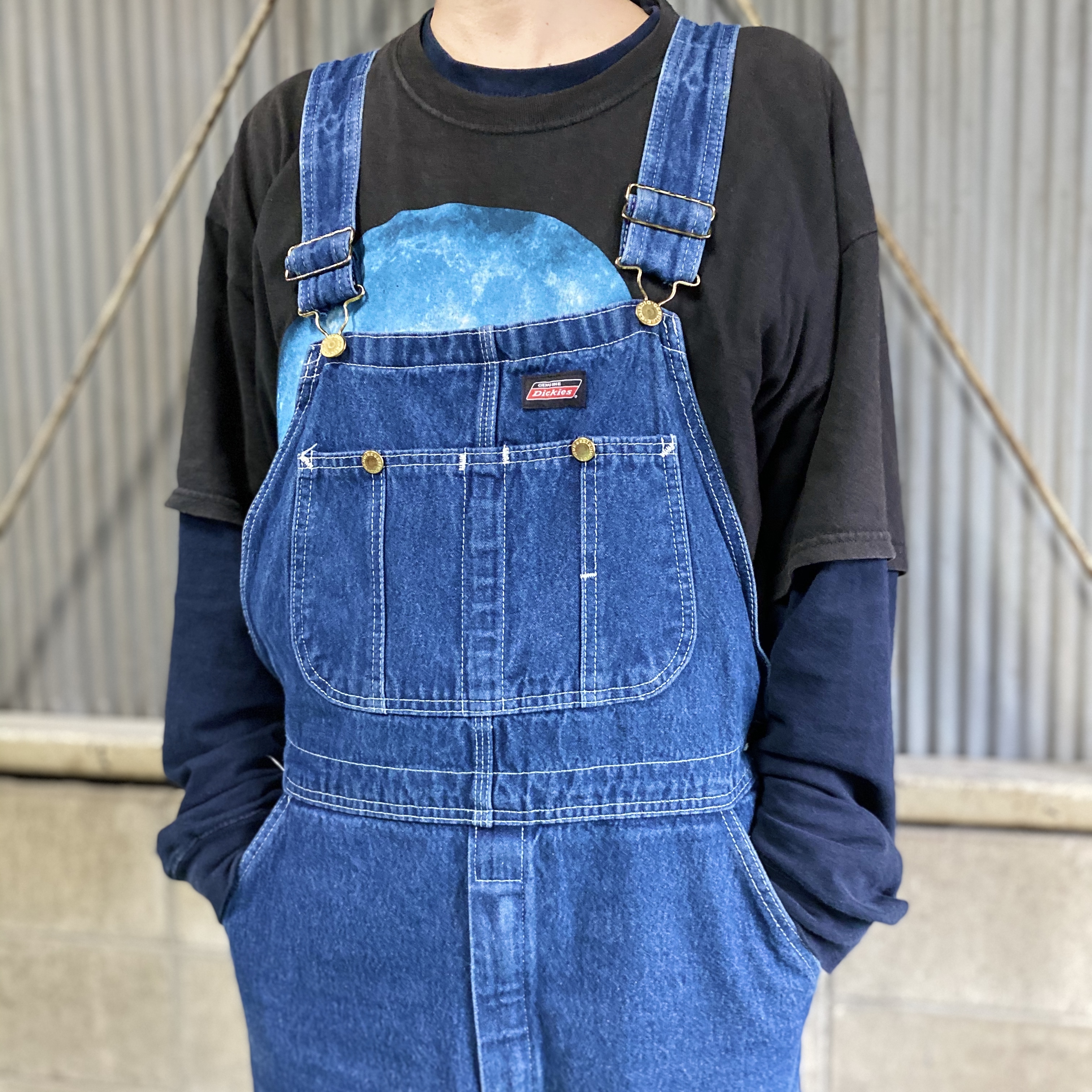 Dickies ディッキーズ デニム オーバーオール メンズw34 古着 濃色 オーバーオール Cave 古着屋 公式 古着通販サイト 8 31まで 夏物最大50 Off開催中