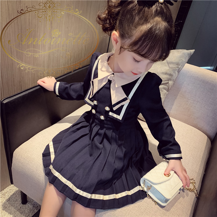 女の子 セーラー服 制服 赤ちゃん 紺 ワンピース 子供 School Formal One Piece Kids Baby Girl Antoinette