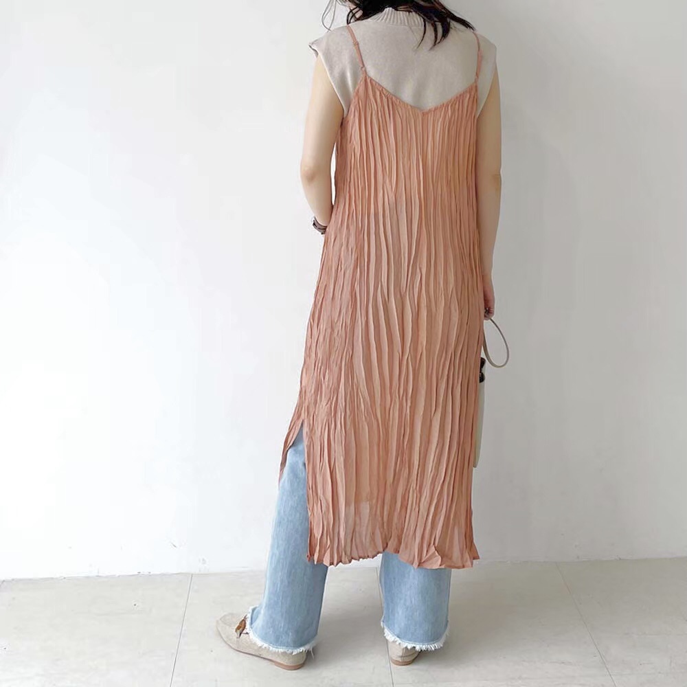 再入荷 シワ加工キャミワンピース Cure Mama And Kids