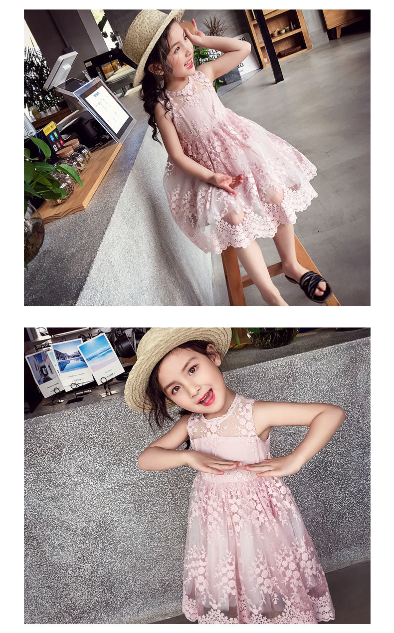 オーガンジー レース ドレス ワンピース 花柄ワンピース 花 柄 かわいい 夏服 子供服 こども 女の子 ピンク バックリボン Ankd232 Antoinette