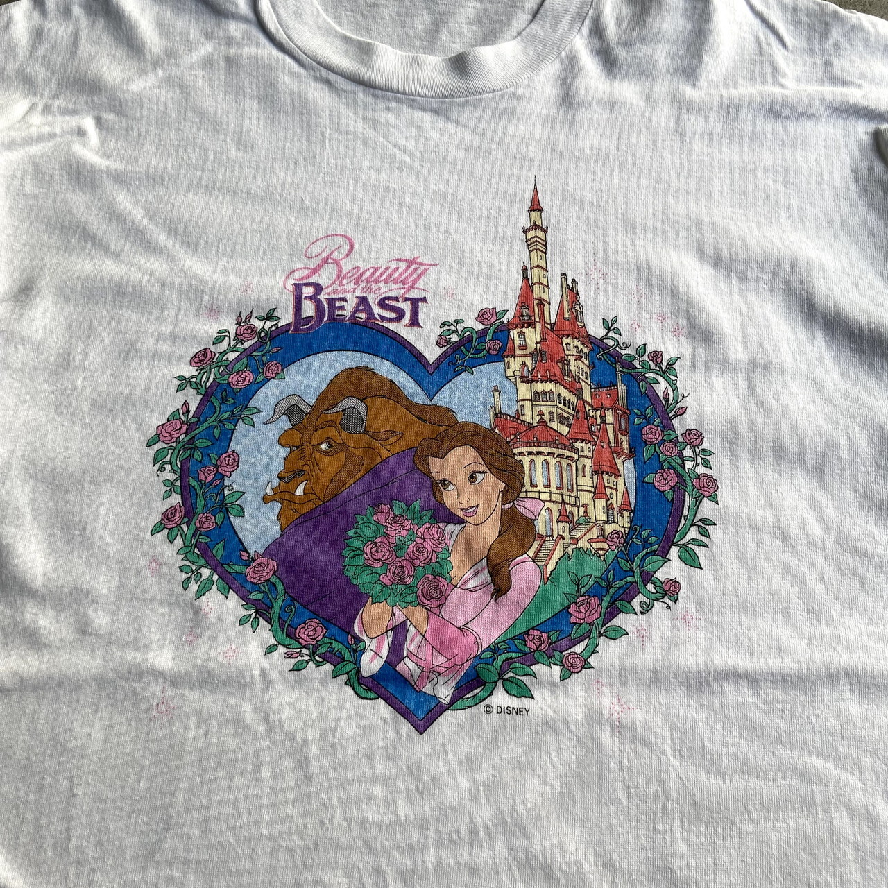 90年代 Disney ディズニー Beauty And The Beast 美女と野獣 キャラクタープリントtシャツ メンズxl相当 古着 90s ヴィンテージ ビンテージ シングルステッチ ホワイト 白 Tシャツ Sa Al2109 Cave 古着屋 公式 古着通販サイト