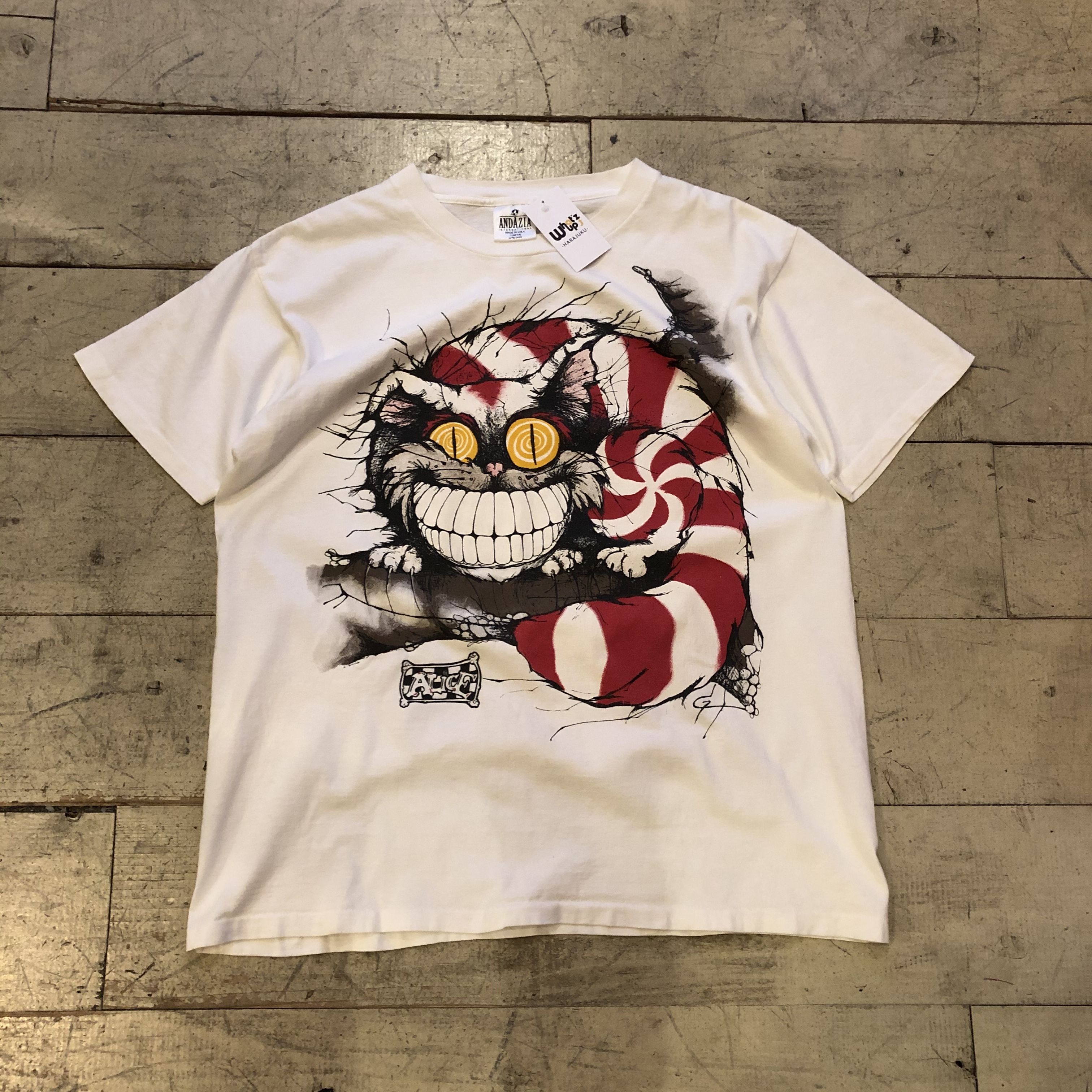 【難あり】 90s チェシャ猫 不思議の国のアリス ANDAZIA Tシャツ