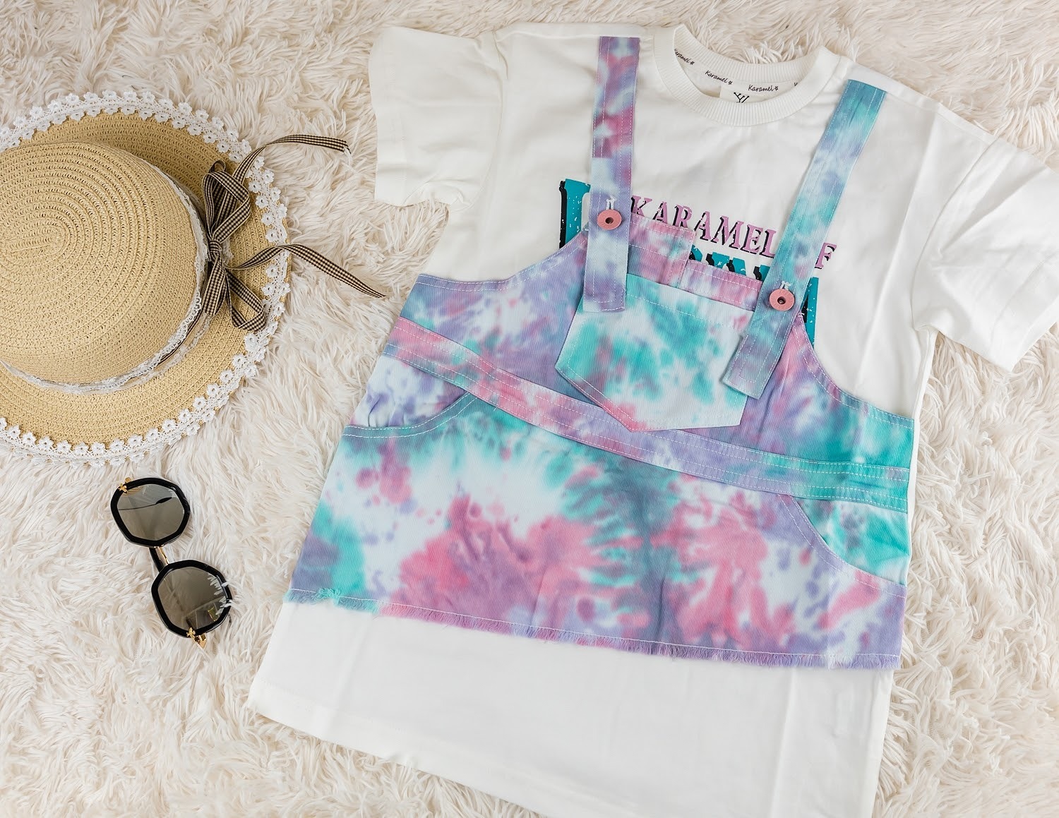 Karamel S S Tシャツ ワンピース カラフルレイヤード 30 221o344 海外子供服ブランド Lirisnow