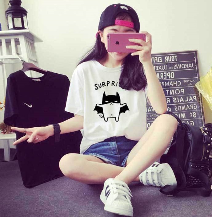 イラストが可愛い半袖tシャツ トップス カットソー Tシャツ 半袖 キャラクター 英字ロゴ カジュアル 半袖tシャツ 安カワ 学生 通学 お出かけ デビル 悪魔 イラスト 可愛い 5分袖 春 夏 シャツ 韓国レディース キッズファッション Londonbridge ロンドンブリッジ