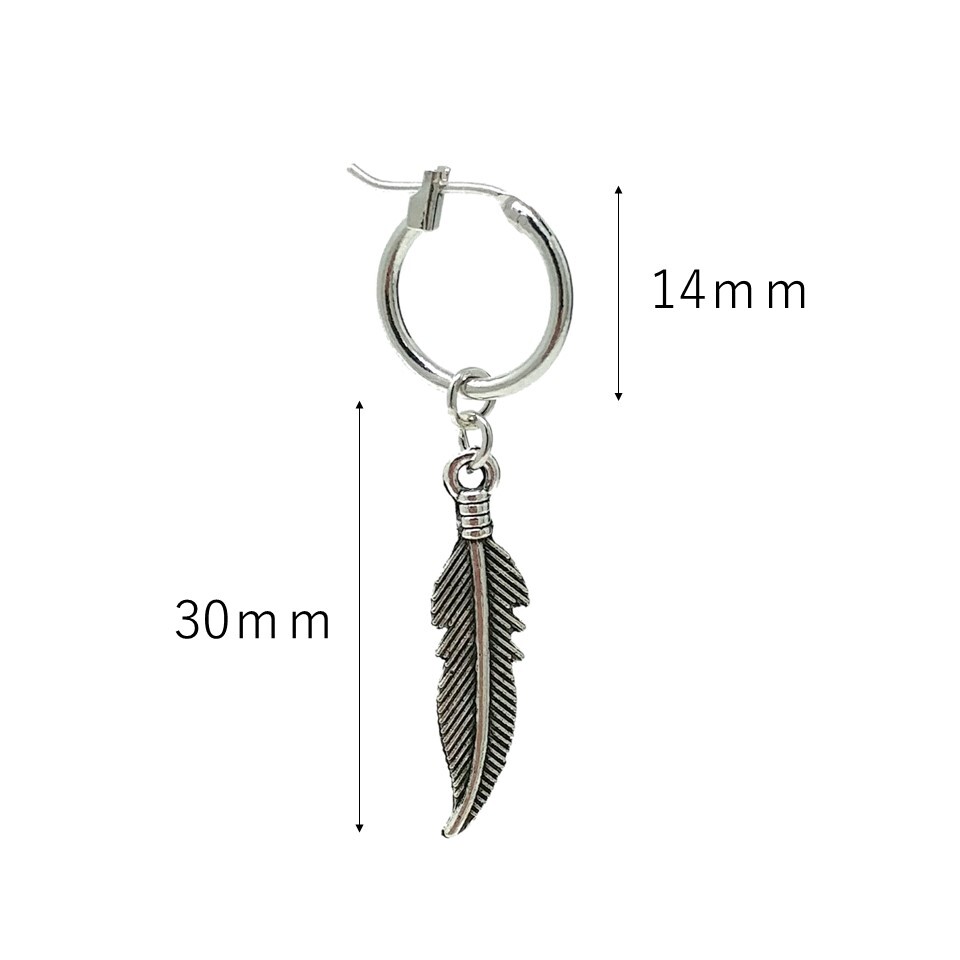 ピアス 羽 フェザー フープピアス フープ 揺れる ゆらゆら メンズ レディース リング シルバー リング リングピアス わっか ゆれる ぴあす 両耳 銀 銀色 韓国 韓流 防弾少年団 Bts Suga シュガ Puente