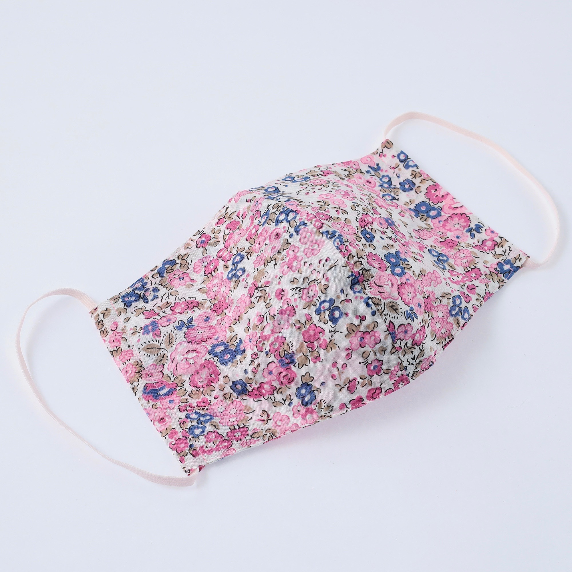 日本製 何度も洗って使える 立体布マスク ピンク花柄 Louis Lover
