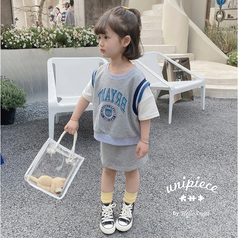 Unipiece 2点セット グレー 110 1 130 キッズ 子供 女の子 かわいい カジュアル スポーティー おしゃれ ロゴ ノースリーブ ユニピース 子供服 Helloangel Unipiece 2点セット グレー 110 1 130 キッズ 子供 女の子 かわいい カジュアル スポーティー おしゃれ ロゴ ノースリーブ ユニピース 子供服 Helloangel