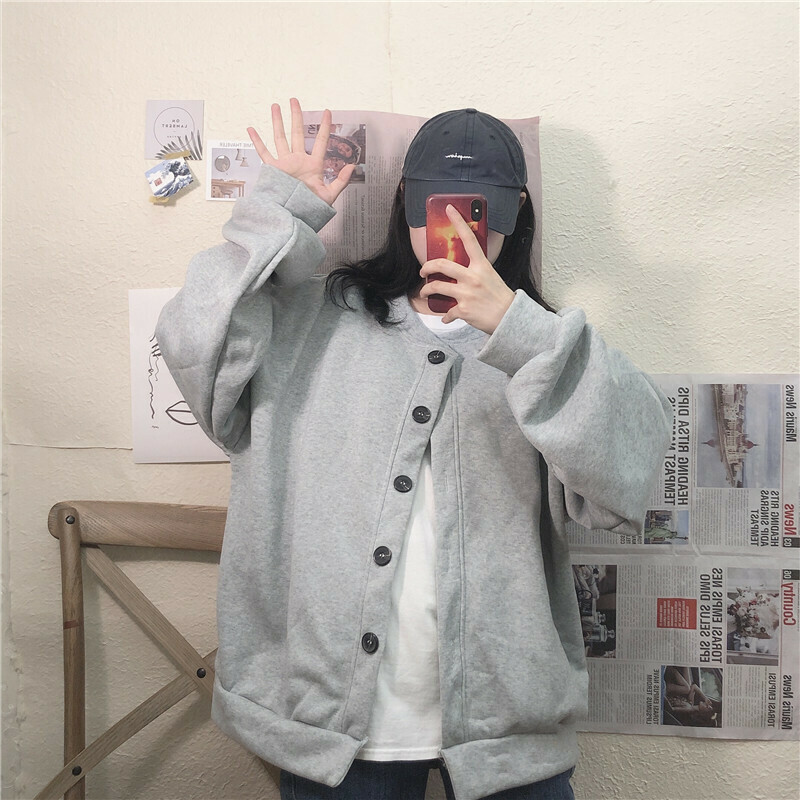 大きいサイズ 韓国レディースファッション ゆるだぼ スウェット ブルゾン メンズライク オーバーサイズ カーディガン 羽織り シンプル 5630 人気プチプラレディース韓国ファッション新作通販 Aliceholly アリスホーリー