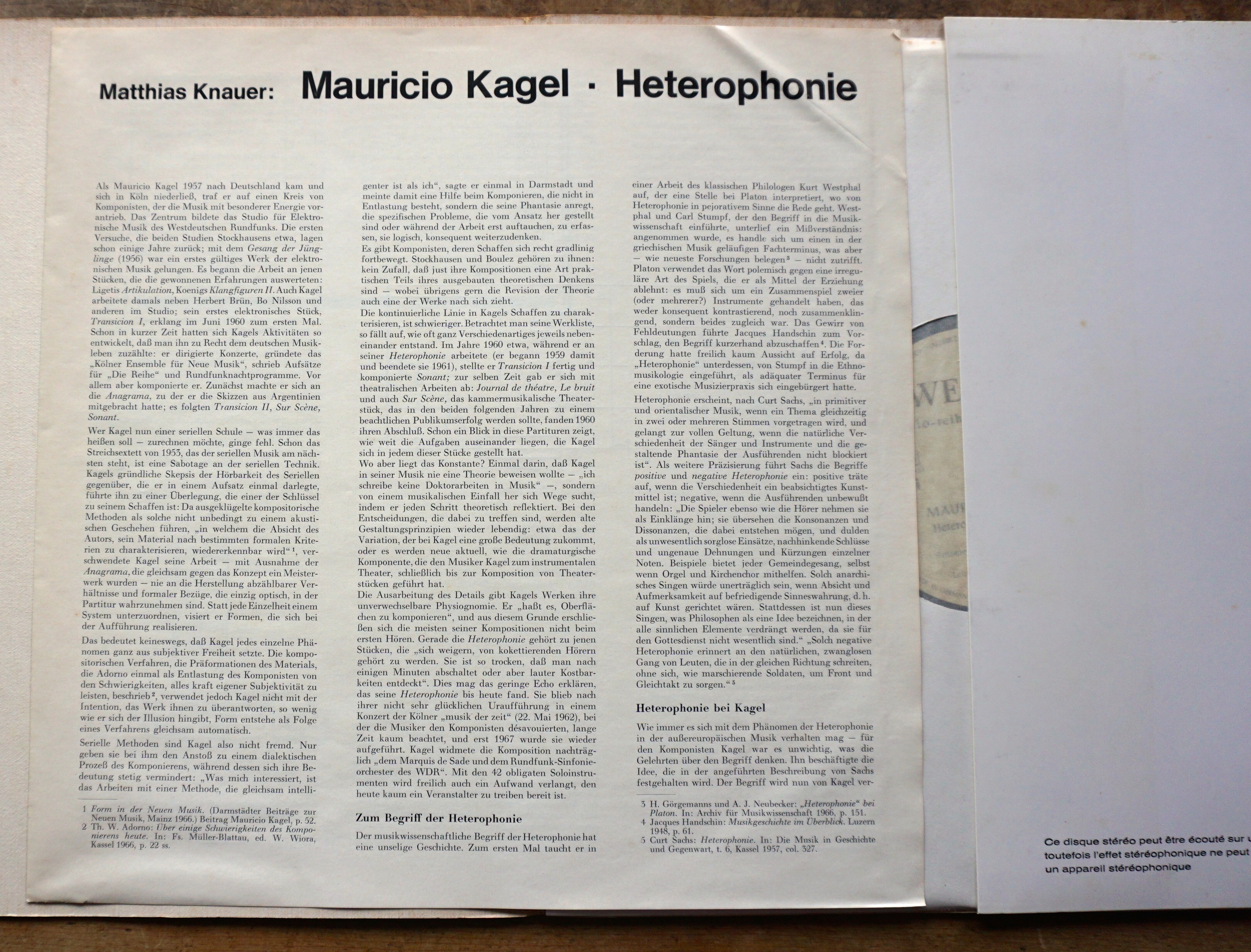 絶版lpレコード 中古 マウリシオ カーゲル Mauricio Kagel Heterophonie 1959 1961 Telescopeart Art美術古書店