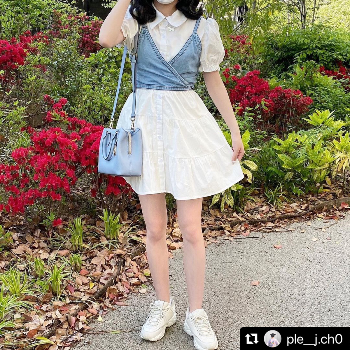 送料無料 Aラインで女っぽ パフスリーブ ティアード シャツ ワンピース デニム ビスチェ セットアップ Lamitte Deco トレンド 韓国ファッション ショップ