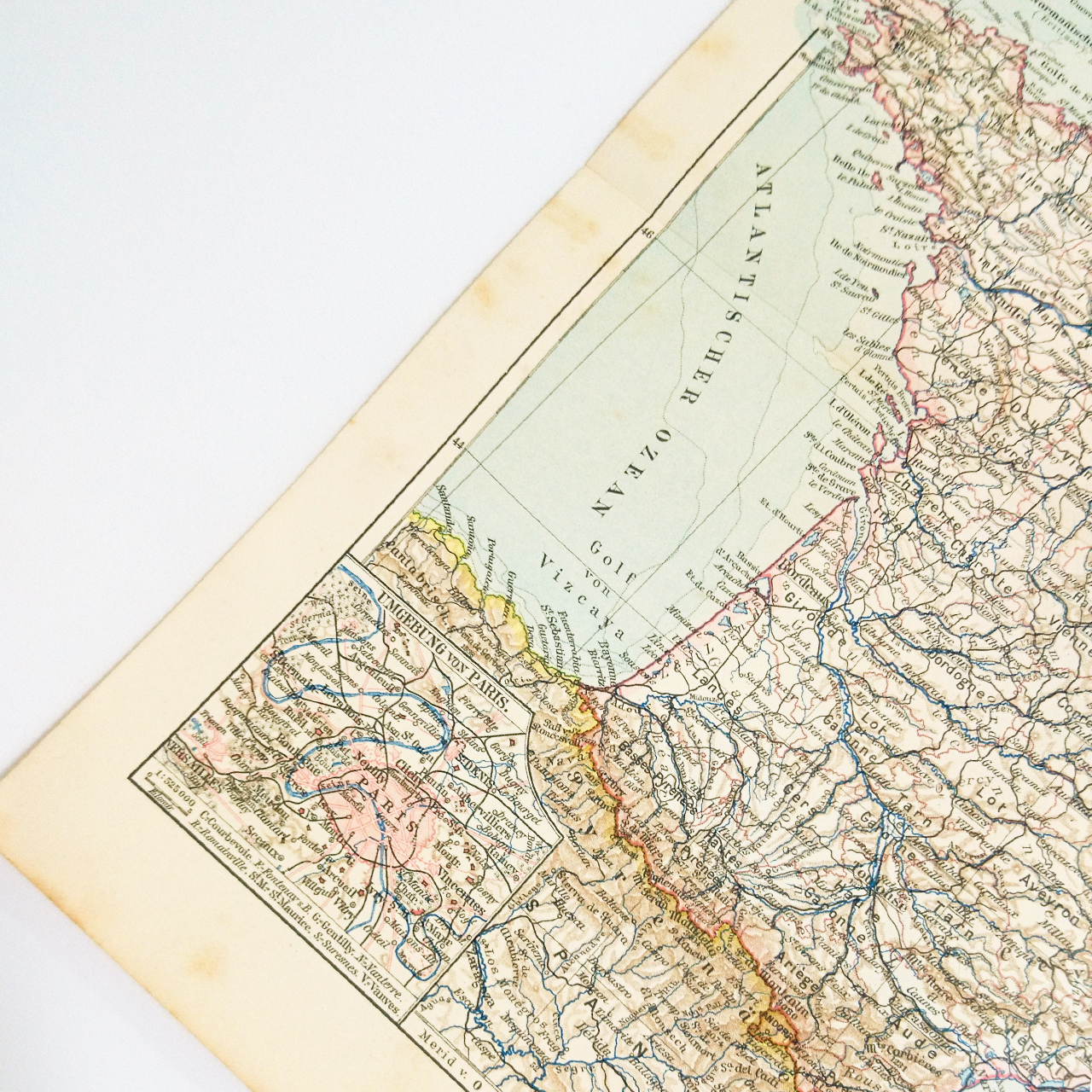 フランス アンティークマップ 古地図 ビンテージ 地図 図版 マイヤー百科事典 1957 69 Backlane