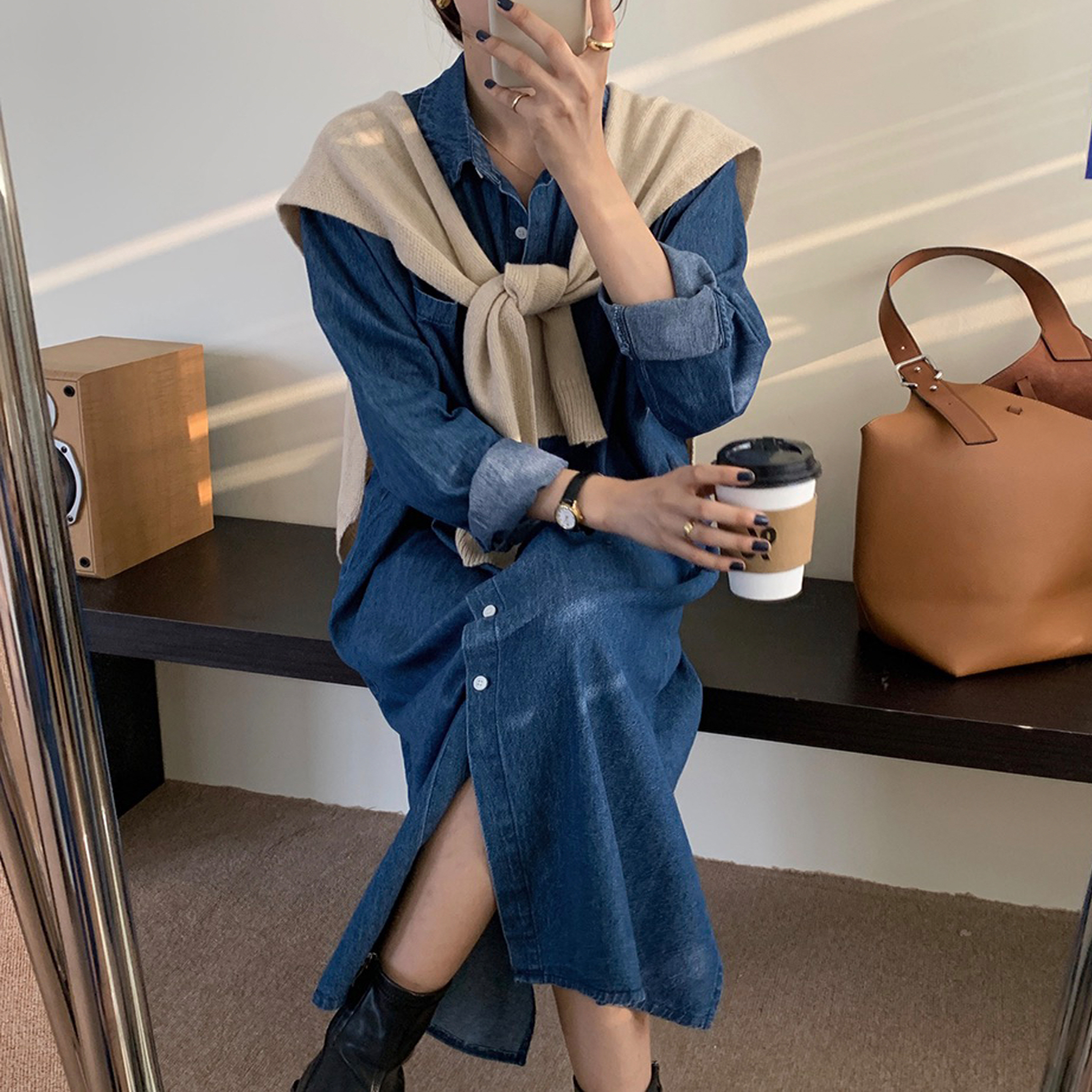 Denim Dress Knit Shawl ワンピース ショール Le 150 Lalacloset