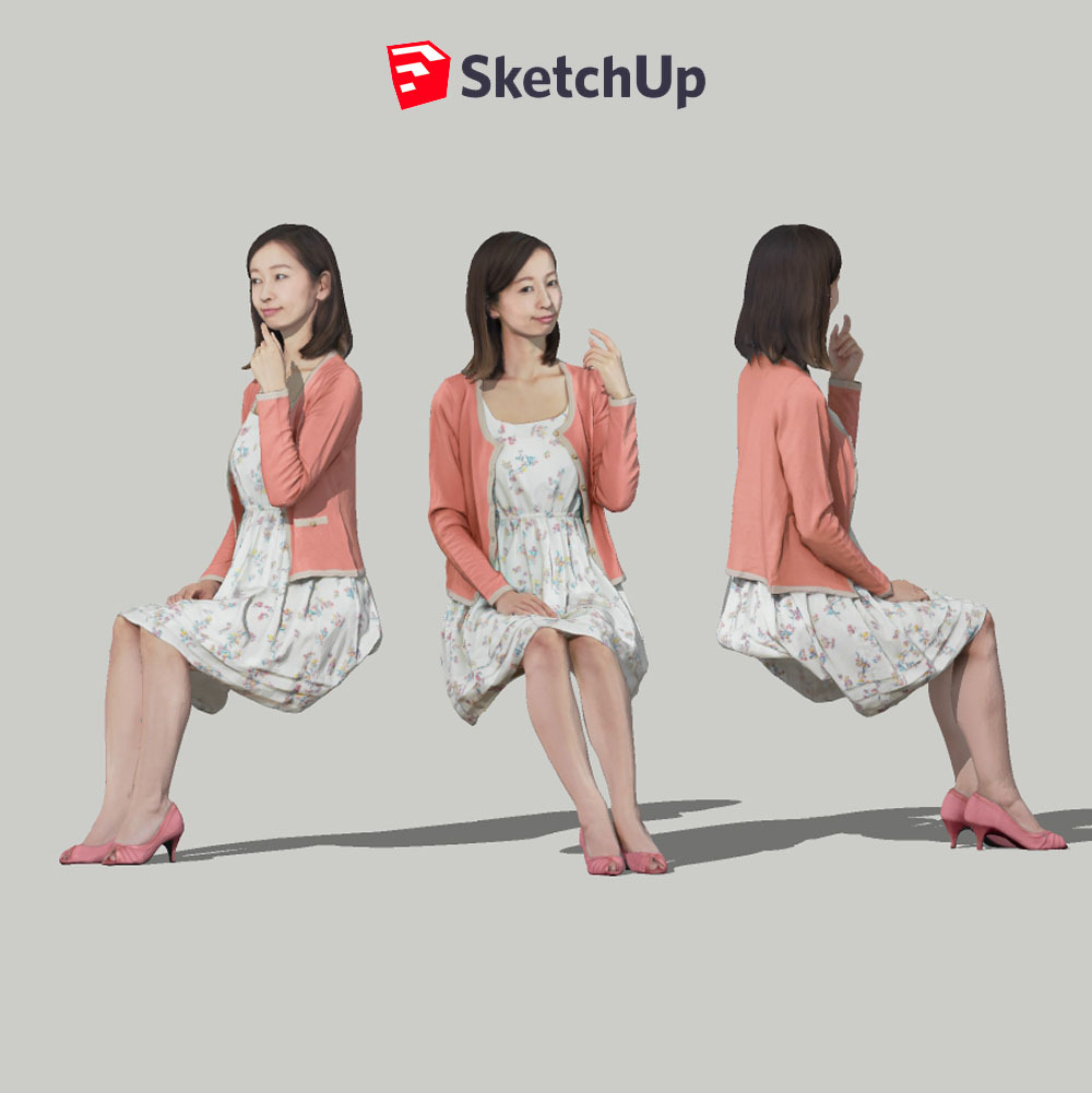SketchUp素材 3D人物モデル ( Posed ) 091_Aya - 画像1