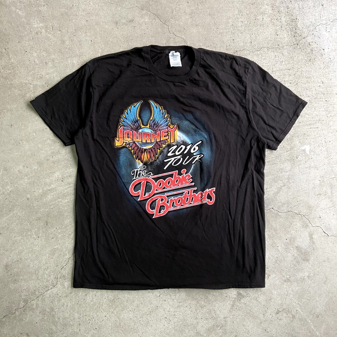 Journey And The Doobie Brothers 16 Tour バンドtシャツ メンズxl 古着 ジャーニー ドゥービー ブラザーズ 両面プリント バックプリント ブラック 黒 Tシャツ Cave 古着屋 公式 古着通販サイト