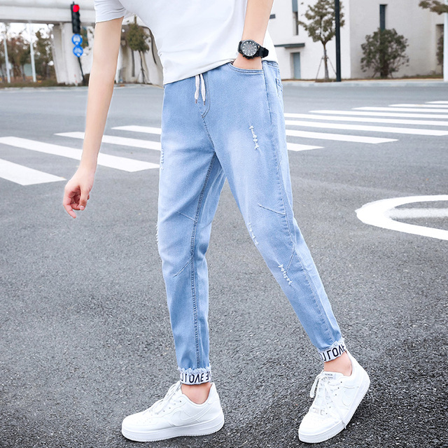 ウエスト紐テーパードデニム Beyond7777