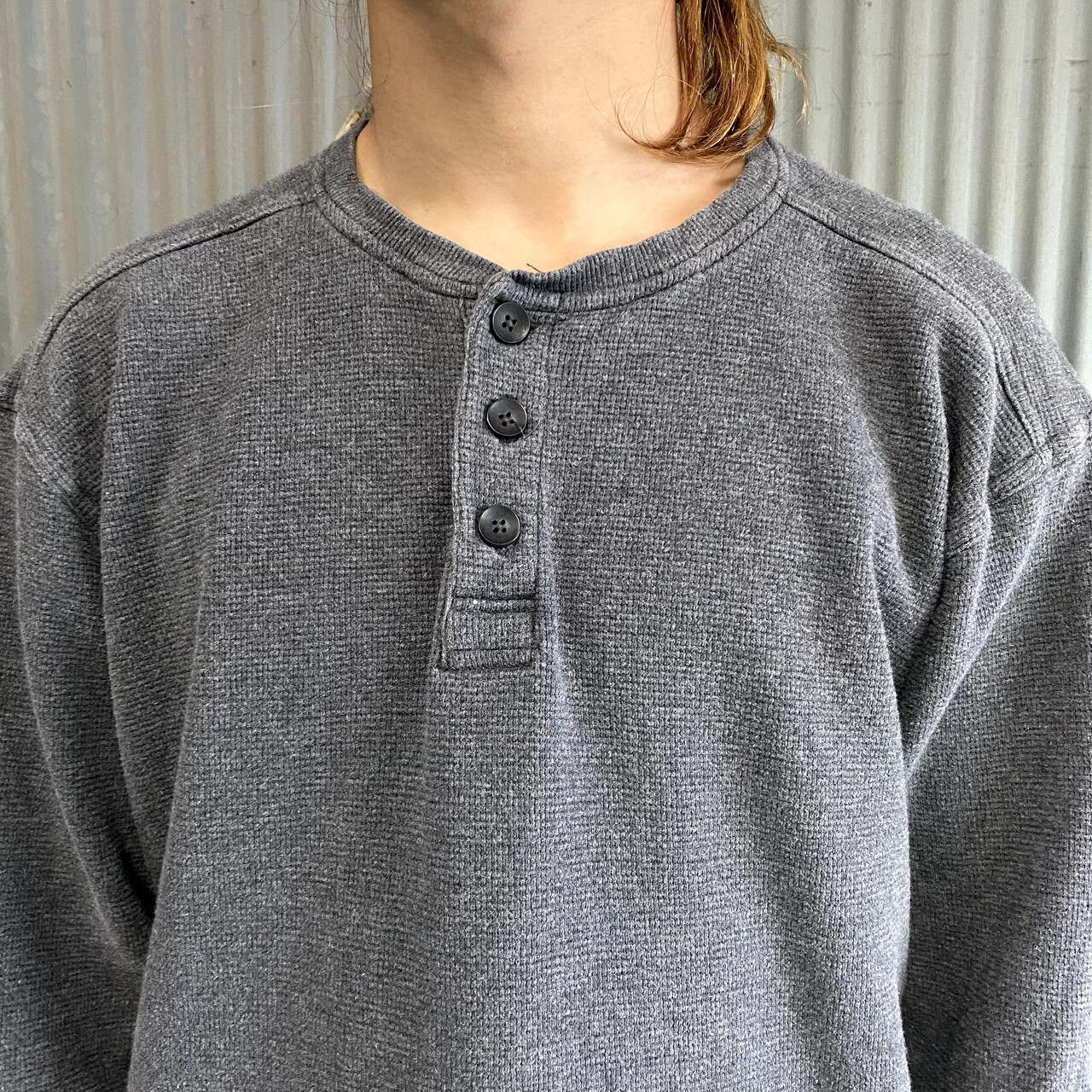 Carhartt カーハート ワンポイントロゴ ヘンリーネック サーマルロングTシャツ メンズXL 古着 ロンT グレー【ロングTシャツ】 | cave 古着屋【公式】古着通販サイト powered by BASE