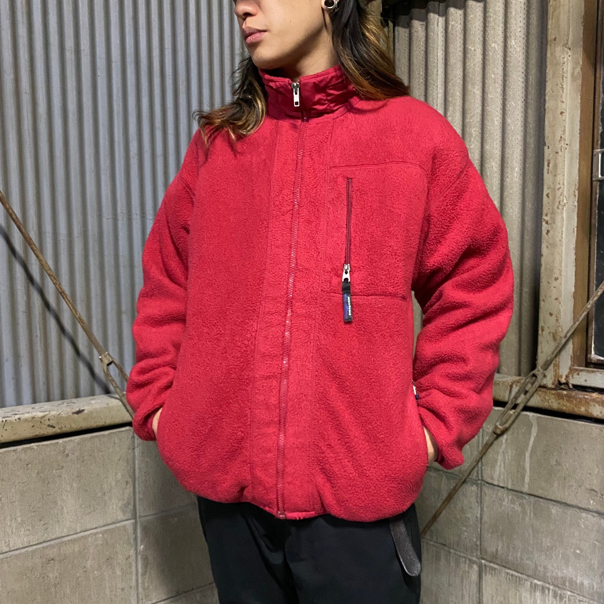 98年製 90年代 ビンテージ Usa製 Rマークタグ Patagonia パタゴニア フリースジャケット メンズm 古着 90s ヴィンテージ F8 レッド 赤色 アウトドアジャケット Vtg All15 Cave 古着屋 公式 古着通販サイト