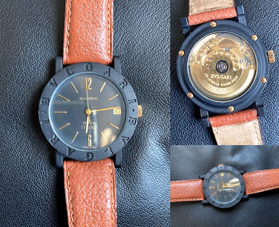 良好 純正 300本限定 Bvlgari 33vld ブルガリブルガリ カーボン ゴールド ブラック オートマティック 自動巻き メンズ 時計 Brand Cross Tokyo