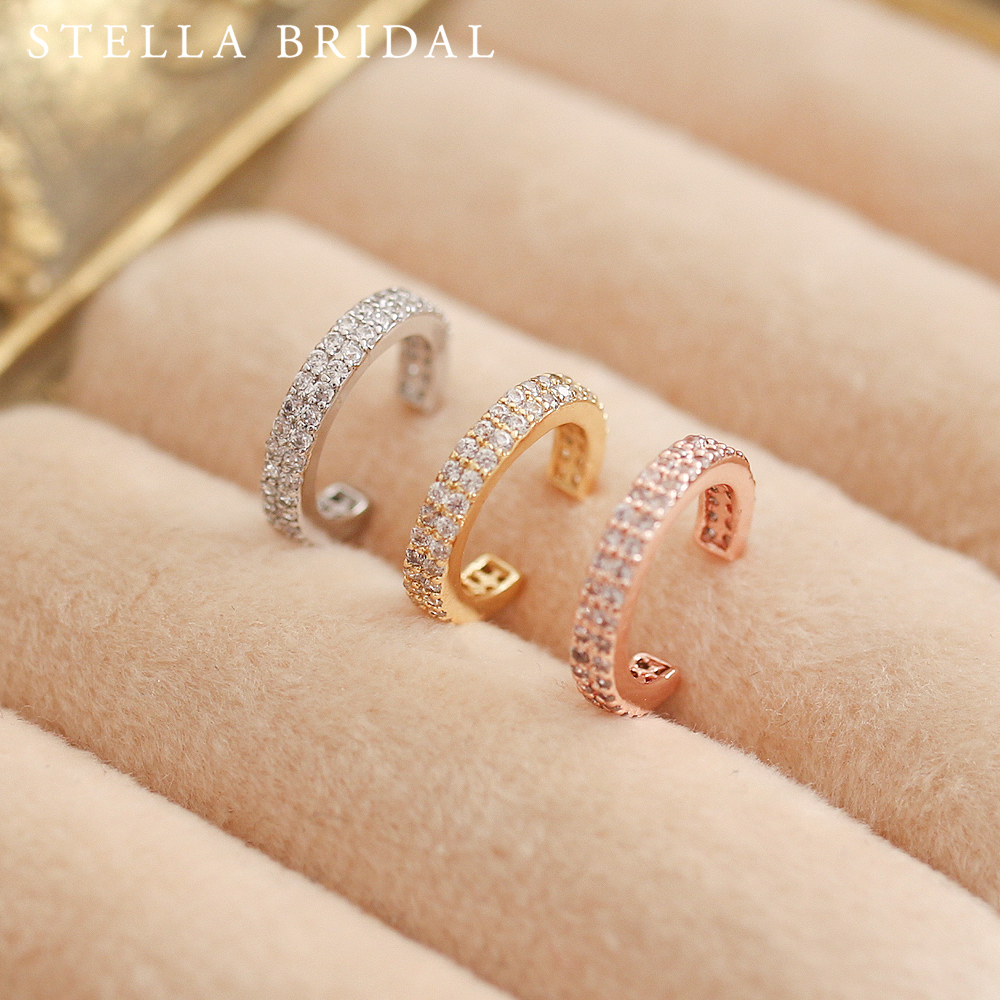 キュービックジルコニア イヤーカフ Double Pave Mini Stella Bridal オシャレ花嫁さま御用達ウェディングアクセサリーショップ ステラブライダル