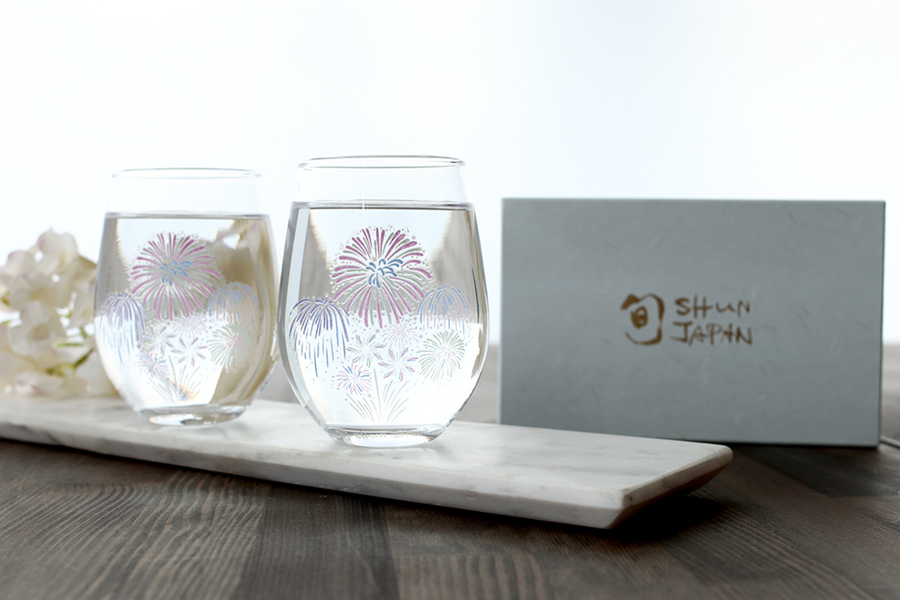 Ch 05s 冷感花火 フリーグラス ペアセット 父の日 冷感 花火 フリーグラス ペアセット 贈り物 温度で 変化 不思議な マジック 日本酒 乾杯 クリスマス プレゼント ギフト プレゼント お祝い 夏 丸モ高木陶器 オンラインショップ 温度をデザインに