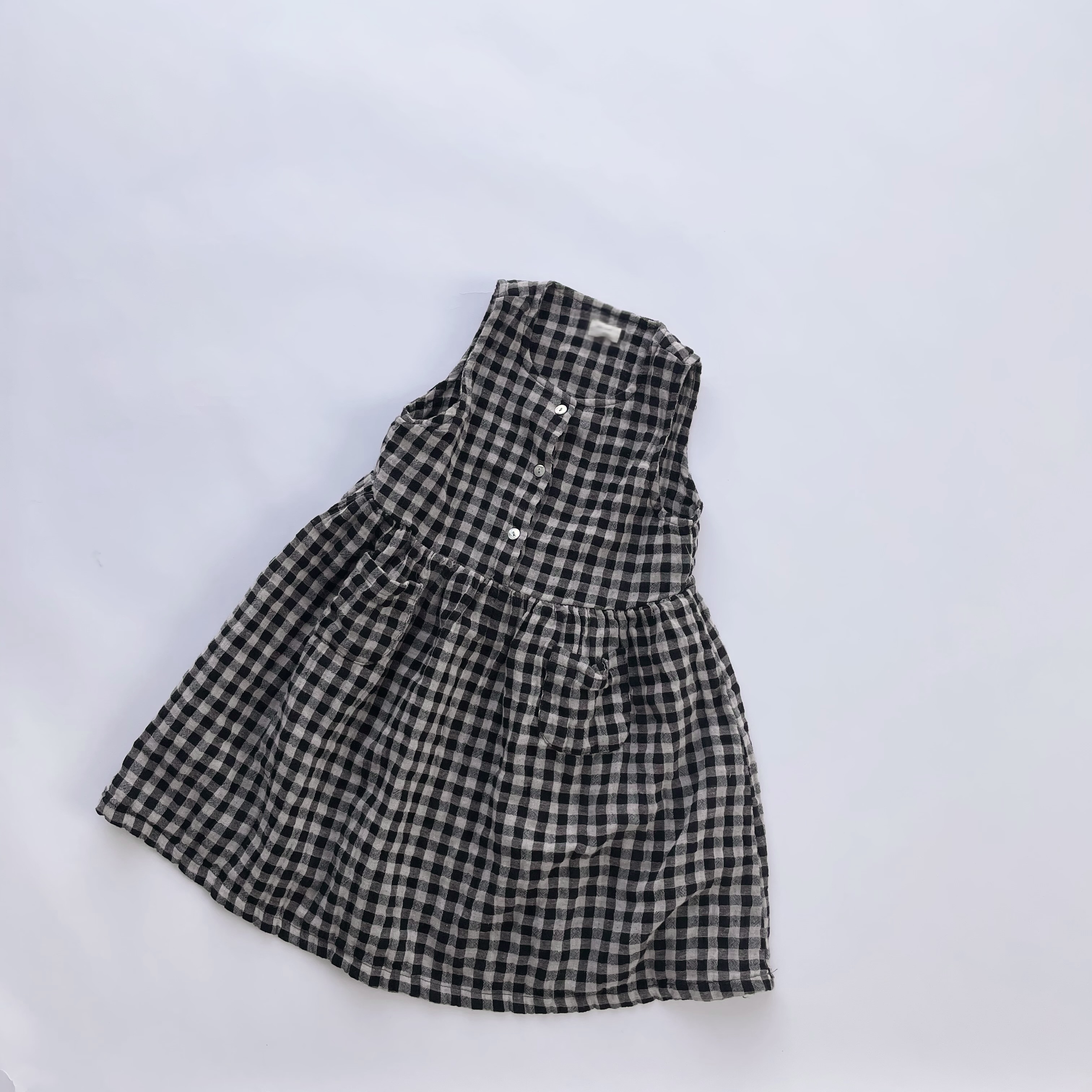 ノースリーブチェックワンピース 韓国子供服 Bisque びすく