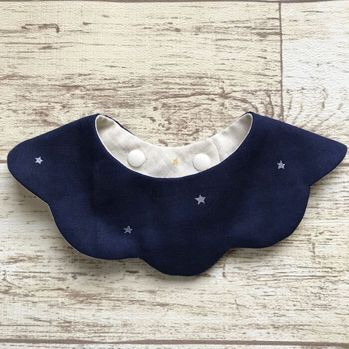 Cat Bib 星柄ネイビー 星柄ホワイト 両面ダブルガーゼ 猫首輪 スタイ首輪 もくもくキャットスタイ 送料無料 猫グッズの Nyanx Store