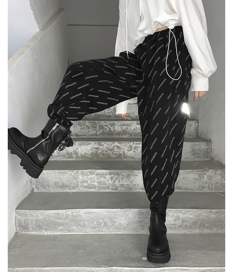 メンズライク ロゴ 裾絞り カジュアルパンツ ロック パンク かっこいいパンツ ボーイッシュ 可愛い ｒ２１９ Rumina Select Shop