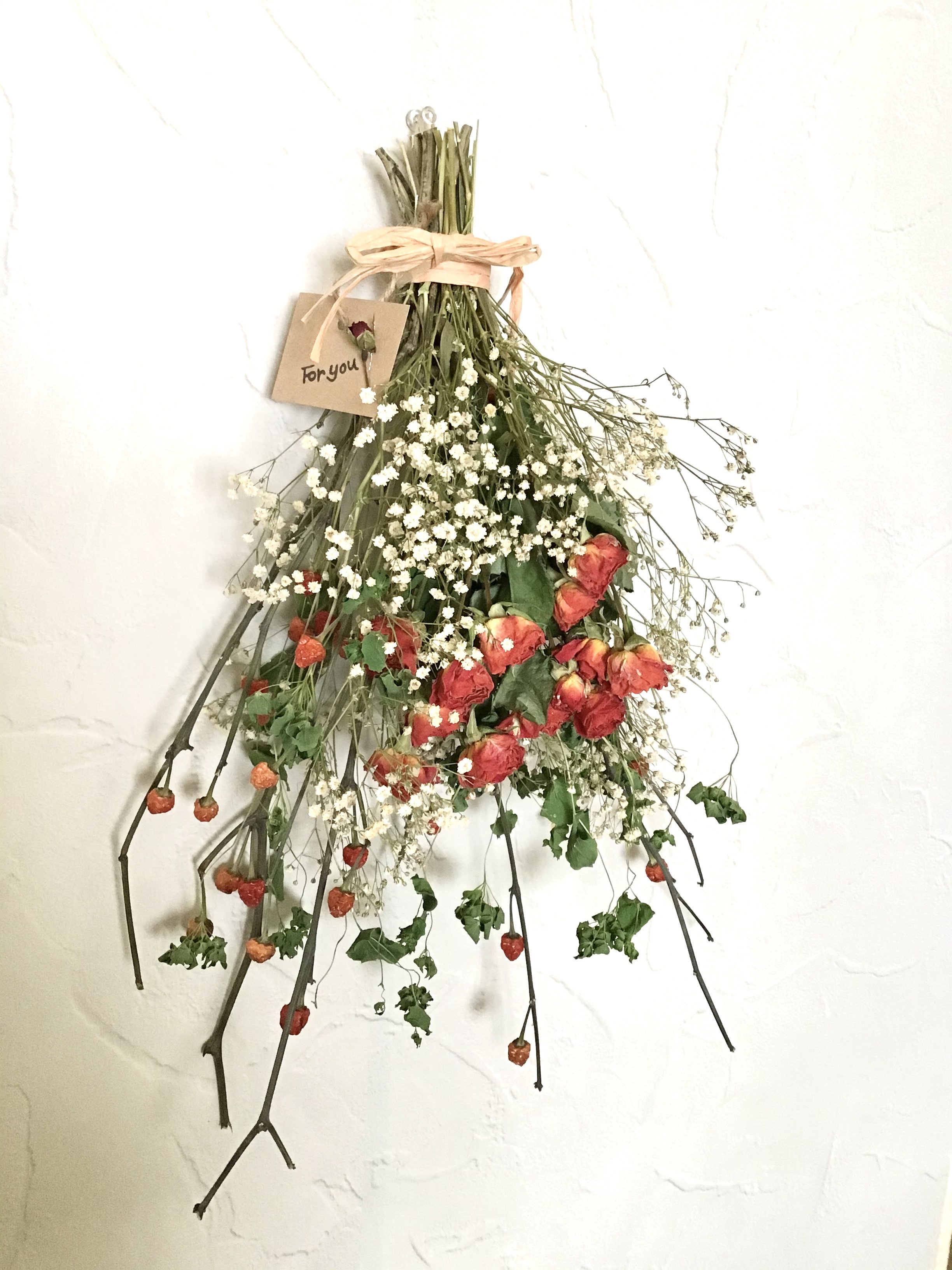 赤薔薇 ドライフラワーの花束 Rose Grass