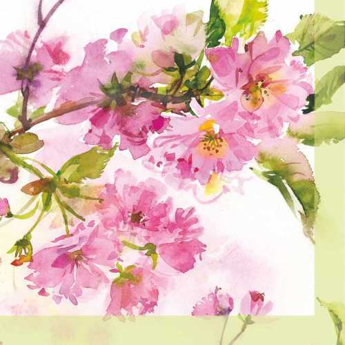 Paperproducts Design バラ売り2枚 カクテルサイズ ペーパーナプキン Pink Cherry Blossom ピンク グリーン 北欧ペーパーナプキンpaperletter ペーパーレター