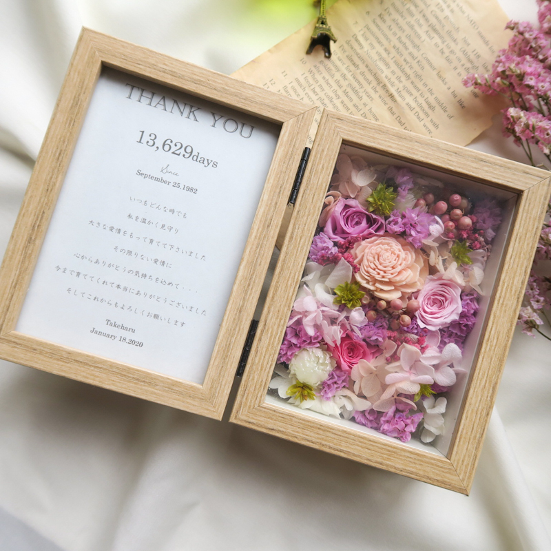 Thankyou Pink Miniphotoframe 感謝のきもちをこめて プリザーブドフラワー フラワーボックス ご両親贈呈品 Florilege