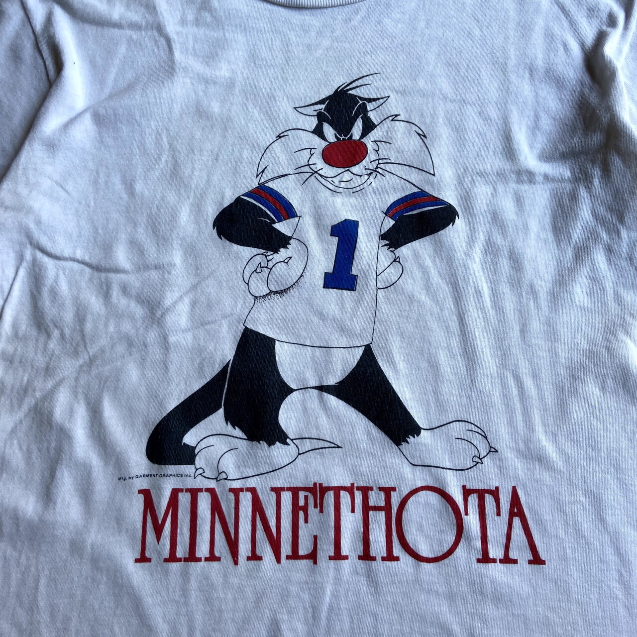 90年代 Usa製 ルーニーテューンズ シルベスター キャラクタープリントtシャツ メンズl相当 レディース 古着 Warner Brothers ワーナーブラザーズ Looney Tunes 90s ビンテージ ヴィンテージ ホワイト 白 Tシャツ Cave 古着屋 公式 古着通販サイト