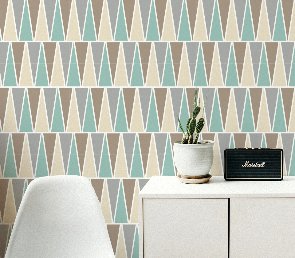 壁紙 Ge 011 くすみ三角 Wearll ウェアル 貼ってはがせるシール壁紙