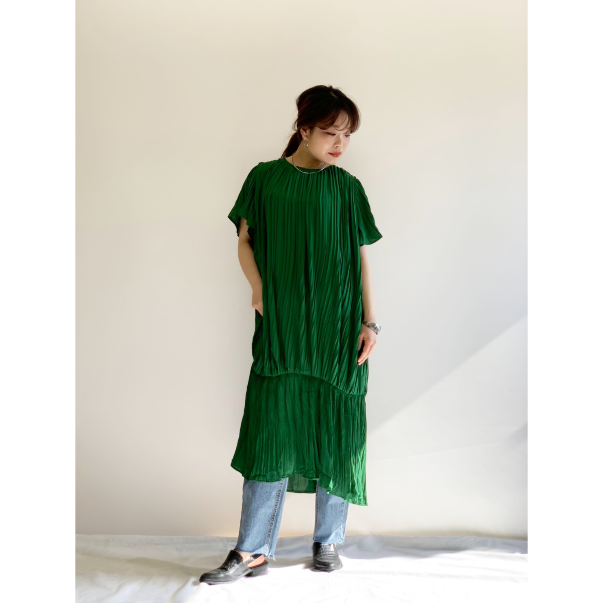 Whoo 切り替えプリーツワンピース W1s3013 Zuri