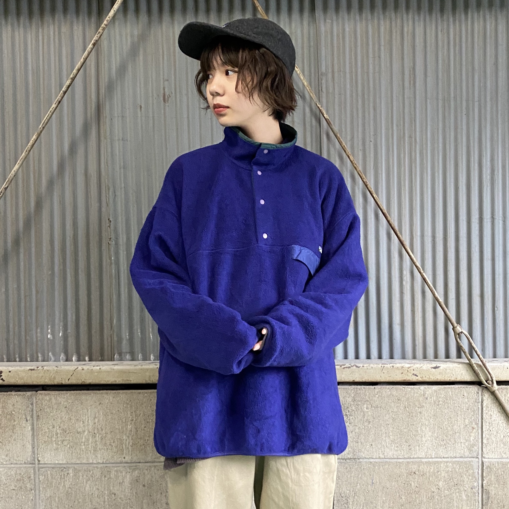 95年製 90年代 90s Usa製 Patagonia パタゴニア スナップt フリースプルオーバー S5 ブルー 青色 メンズxl 古着 アウトドアジャケット Cave 古着屋 公式 古着通販サイト